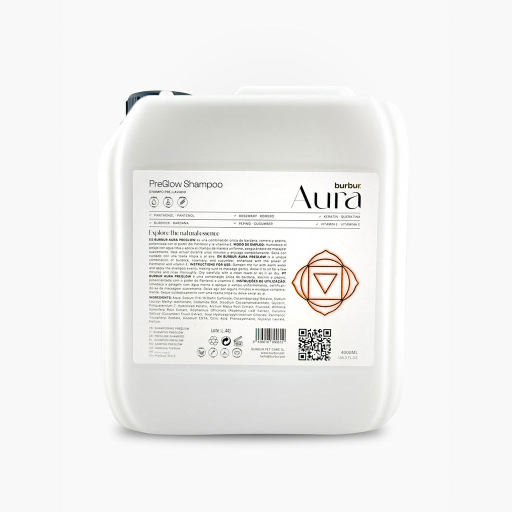 BURBUR AURA PRE-GLOW 4000ML
Dyptrensende sjampo for en frisk og revitalisert pels - WePet