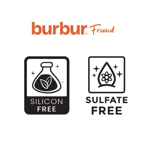 Burbur Friend_Med en skånsom og balansert formel uten sulfater, silikoner, parabener og salt, rengjør den effektivt uten å forstyrre hudens naturlige balanse.